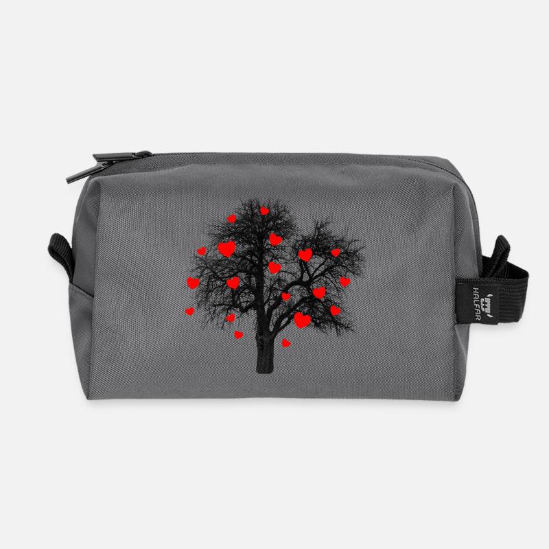 Rote Herzen Baum mit Herzen - Recycelte Kulturtasche - Anthrazit