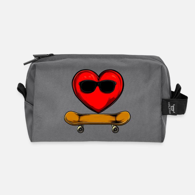 Skateboarder Herz - Recycelte Kulturtasche - Anthrazit