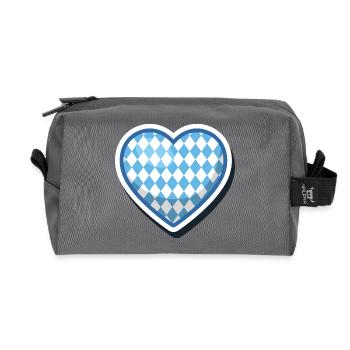 Cœur de supporter du Bayern en motif de cœur en diamant bleu blanc de Bavière - Trousse de toilette en tissu recyclé - anthracite - Devant