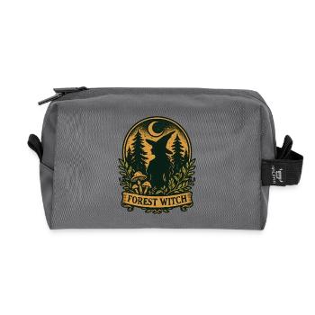 Forest witch silhouette in the moonlight - Recycled Toiletry Zip Bag - anthracite - Front