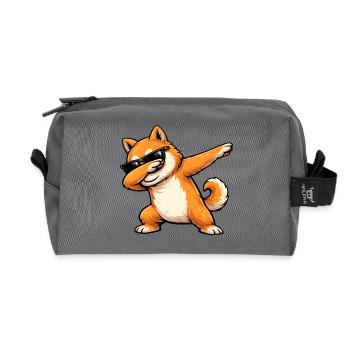 Tamponnement du Shiba Inu - Trousse de toilette en tissu recyclé - anthracite - Devant