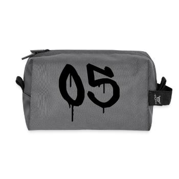 Number 05 Urban Graffiti Style - Recycled Toiletry Zip Bag - anthracite - Front