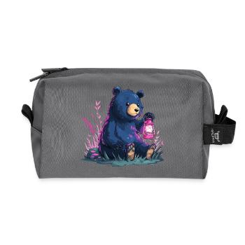 Bear with lantern - Recycled Toiletry Zip Bag - anthracite - Front