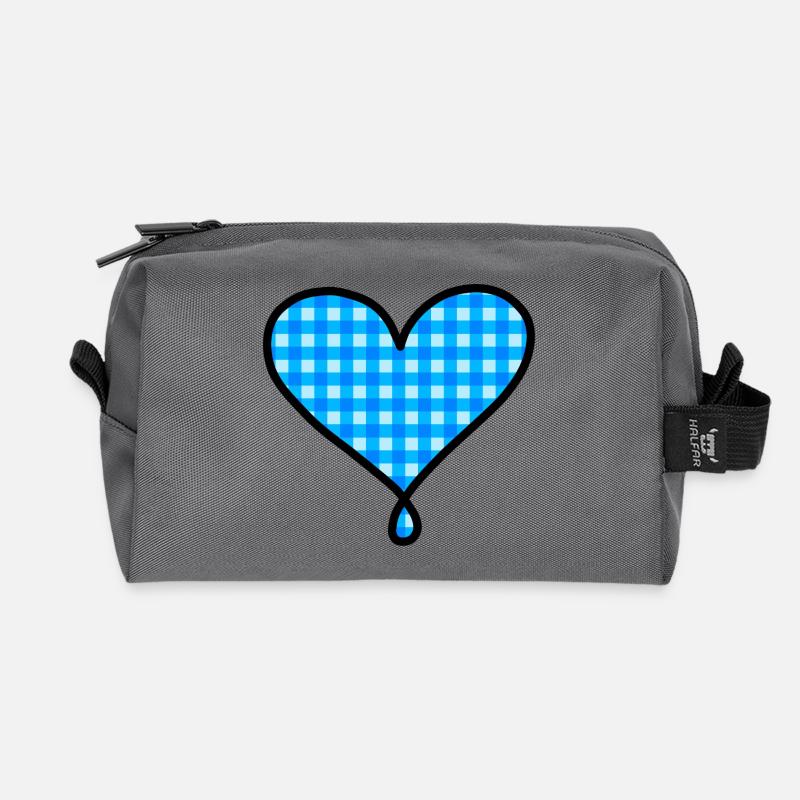 Blaues Herz - Recycelte Kulturtasche - Anthrazit