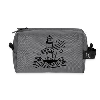 Dackel Sturm Leuchtturm Meer - Recycelte Kulturtasche - Anthrazit - Vorne