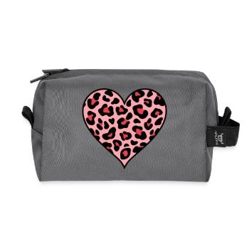 Herz rosa Leopard Leopardenmuster Geschenk Frauen - Recycelte Kulturtasche - Anthrazit - Vorne