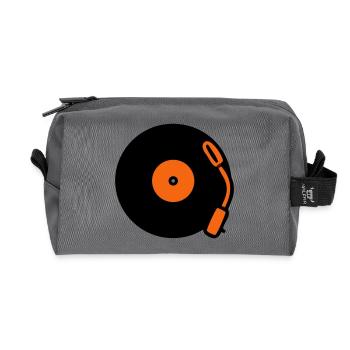 Vinyl Record Turntable Vinyl - Recycled Toiletry Zip Bag - anthracite - Front