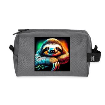 sloth - Recycled Toiletry Zip Bag - anthracite - Front