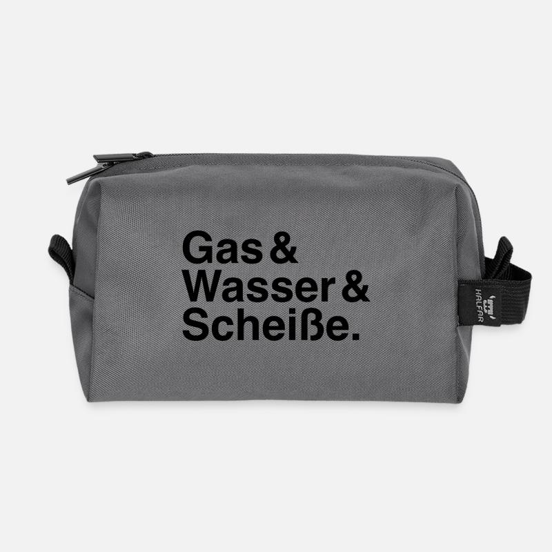 Gas & Wasser & Scheiße. - Recycelte Kulturtasche - Anthrazit