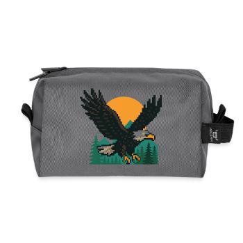 Eagle Pixel – Sunset in the mountains - Recycled Toiletry Zip Bag - anthracite - Front