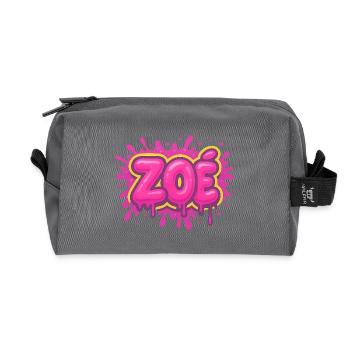 Graffiti Zoe Name Gift Ideal Printable - Recycled Toiletry Zip Bag - anthracite - Front