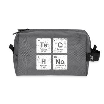 Techno - shirt chimie drôle - éléments vintage - Trousse de toilette en tissu recyclé - anthracite - Devant