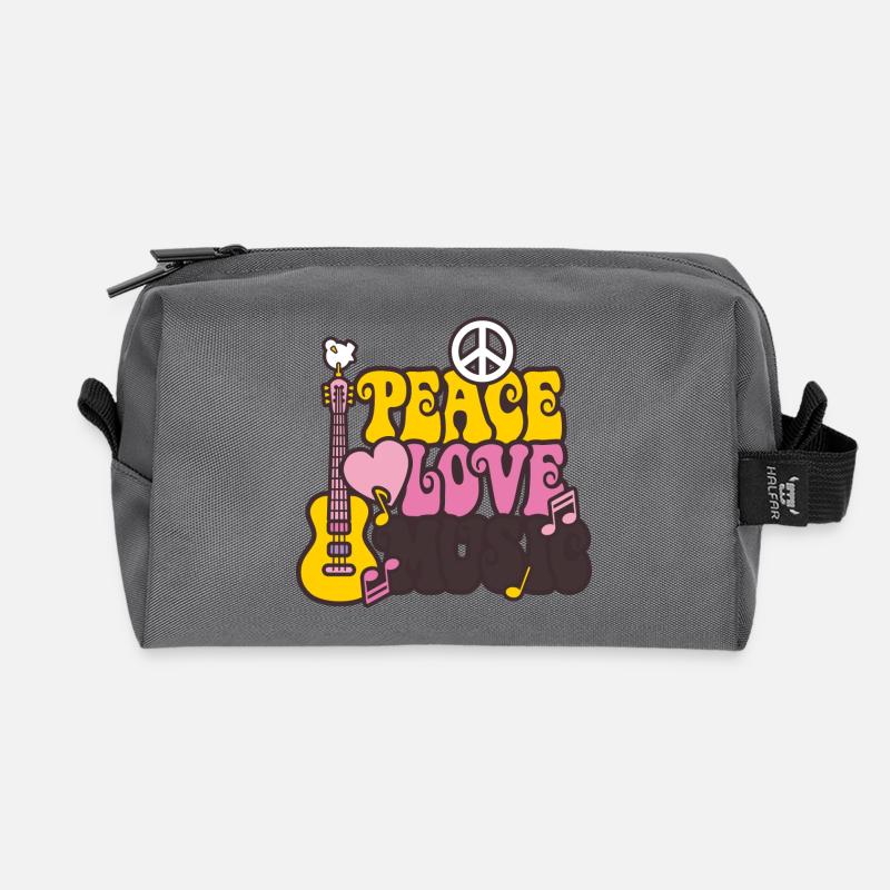 Peace & Love & Music - Recycelte Kulturtasche - Anthrazit