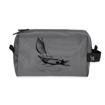 paddle boat sail boat rowboat sailboat23 - Recycled Toiletry Zip Bag - anthracite - Front