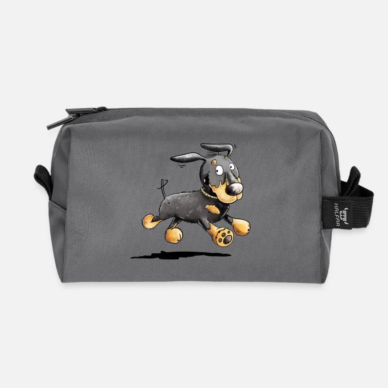 Flotter Dackel - Dachshund - Teckel - Geschenk - Recycelte Kulturtasche - Anthrazit