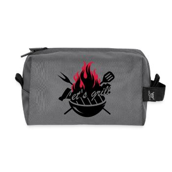A grill with barbecue utensils - Recycled Toiletry Zip Bag - anthracite - Front