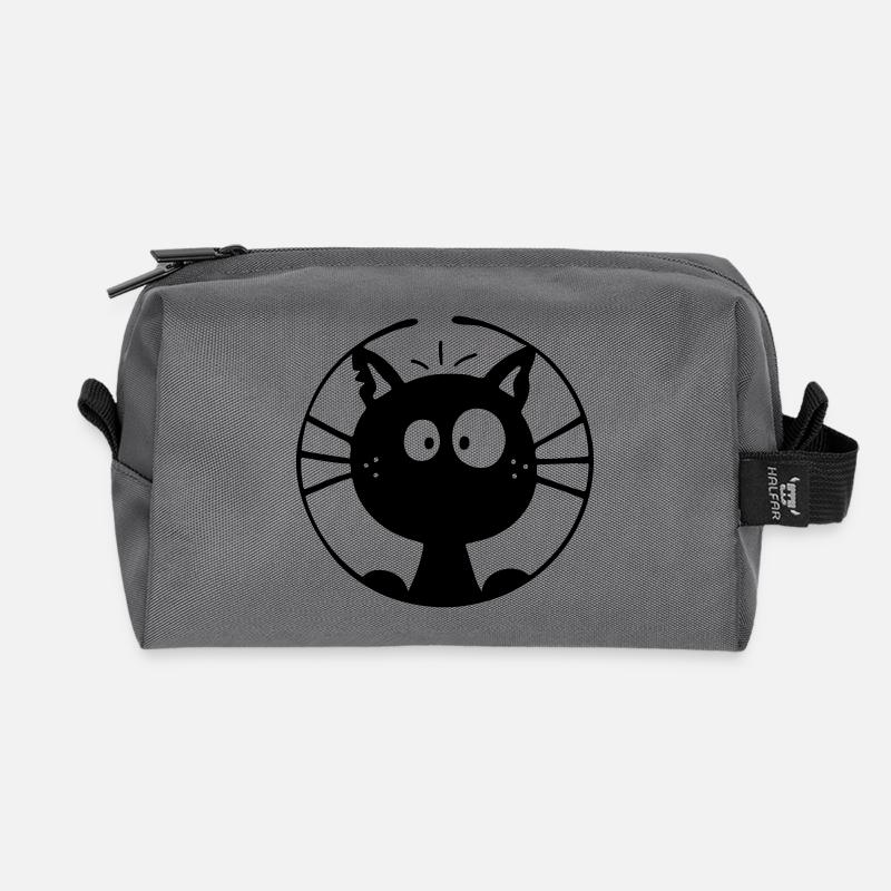Neugierige Katze - Recycelte Kulturtasche - Anthrazit