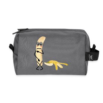 Humorvoller Bananen-Charakter - Recycelte Kulturtasche - Anthrazit - Vorne