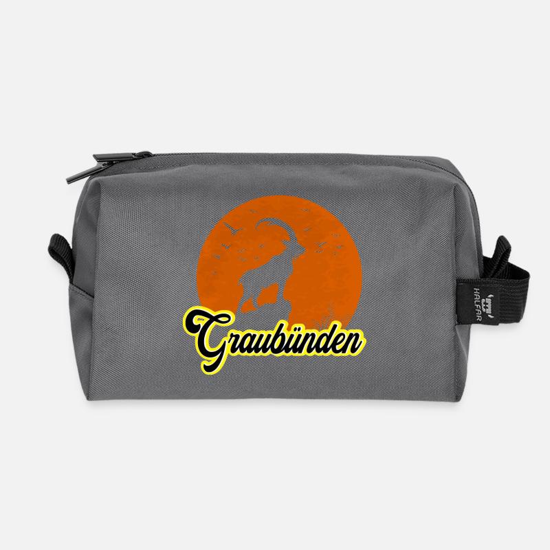 Graubünden Ibex Mondsilhouette - Recycelte Kulturtasche - Anthrazit