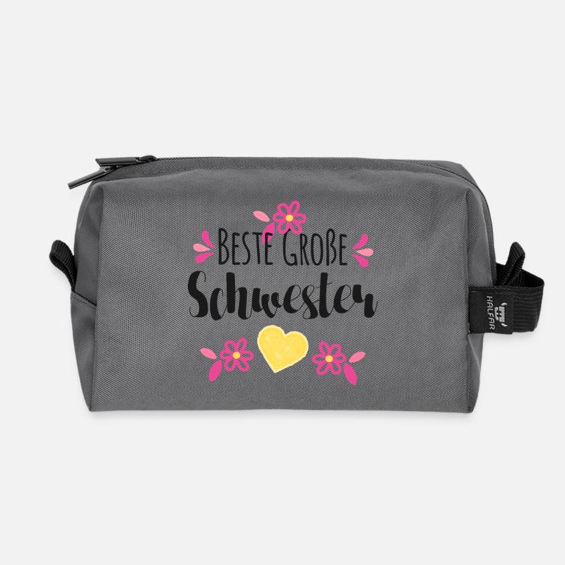 Beste Große Schwester - Recycelte Kulturtasche - Anthrazit