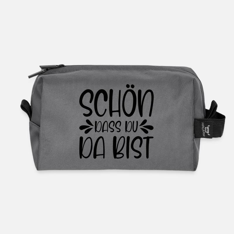 Schön dass du da bist - Recycelte Kulturtasche - Anthrazit