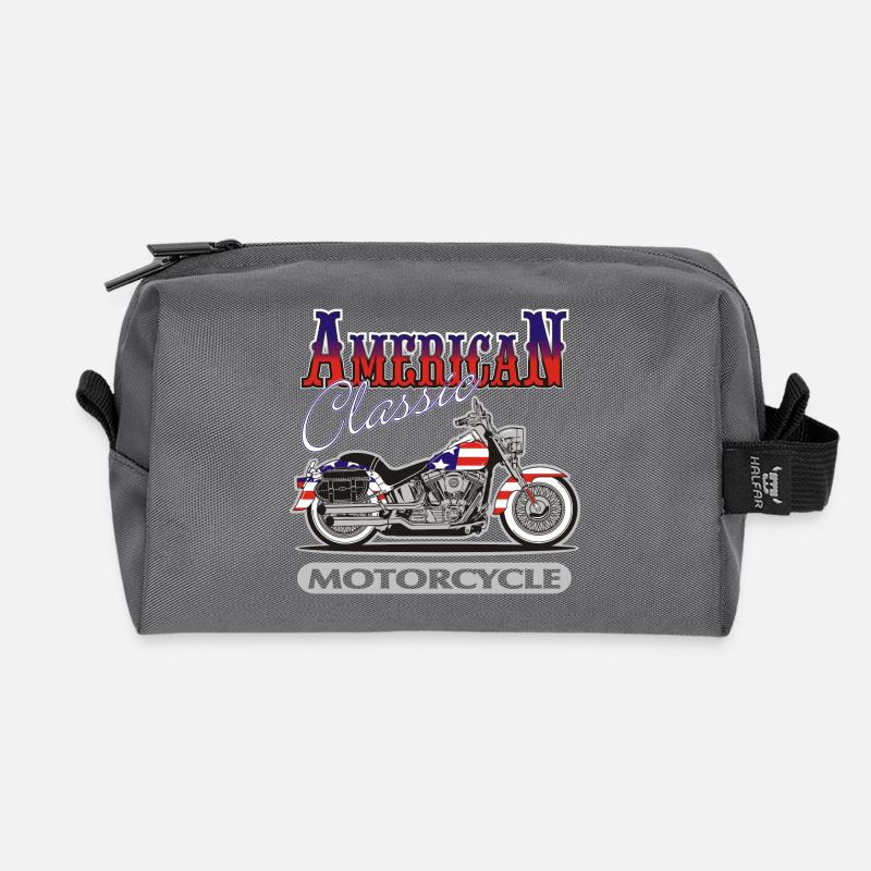 Klassisches amerikanisches Motorrad - Recycelte Kulturtasche - Anthrazit