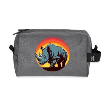 Rhinoceros Sunset Round - Recycled Toiletry Zip Bag - anthracite - Front