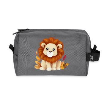 Lion d’automne - feuilles et feuillage panachés - Trousse de toilette en tissu recyclé - anthracite - Devant