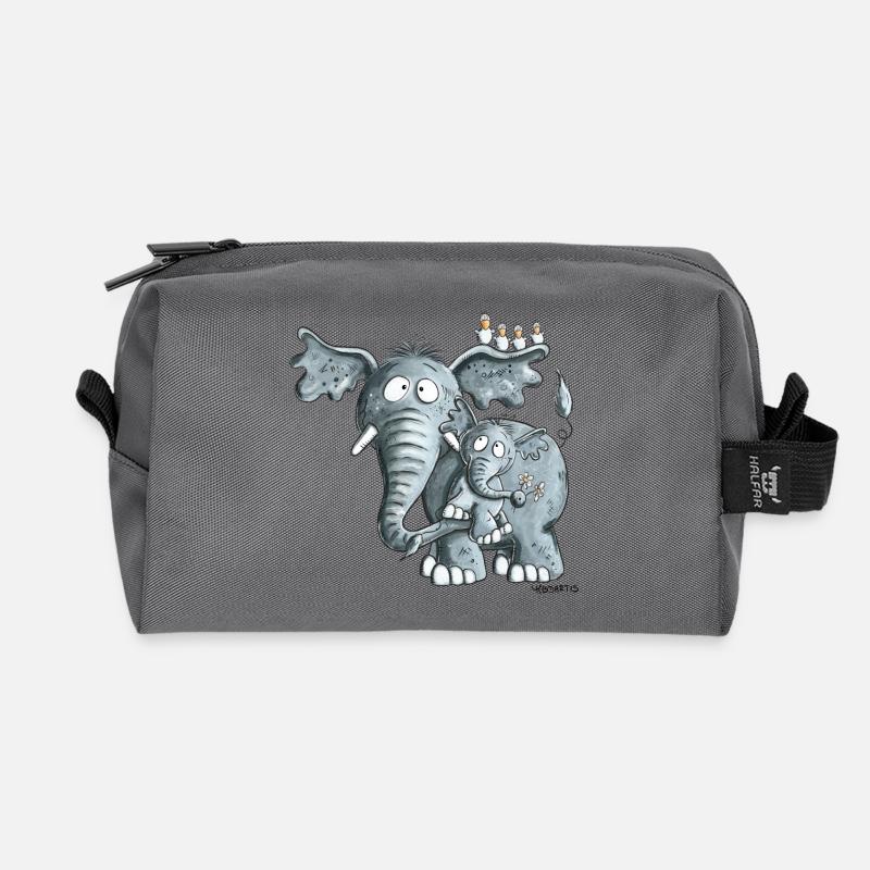 Elefant Mama Und Elefanten Baby - Recycelte Kulturtasche - Anthrazit
