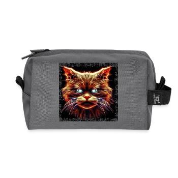 Creepy Halloween Cat: Dark & Grunge - Recycled Toiletry Zip Bag - anthracite - Front