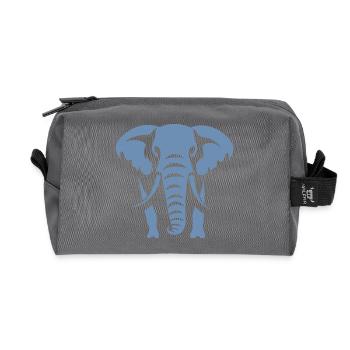 Elephant Silhouette White Logo - Recycled Toiletry Zip Bag - anthracite - Front