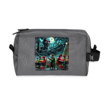 Christmas elves and elves in zombie horror ground - Recycled Toiletry Zip Bag - anthracite - Front