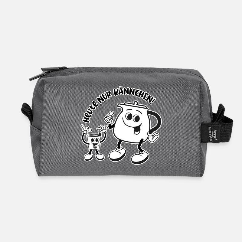Heute nur Kännchen - Wird ein harter Tag! - Recycelte Kulturtasche - Anthrazit