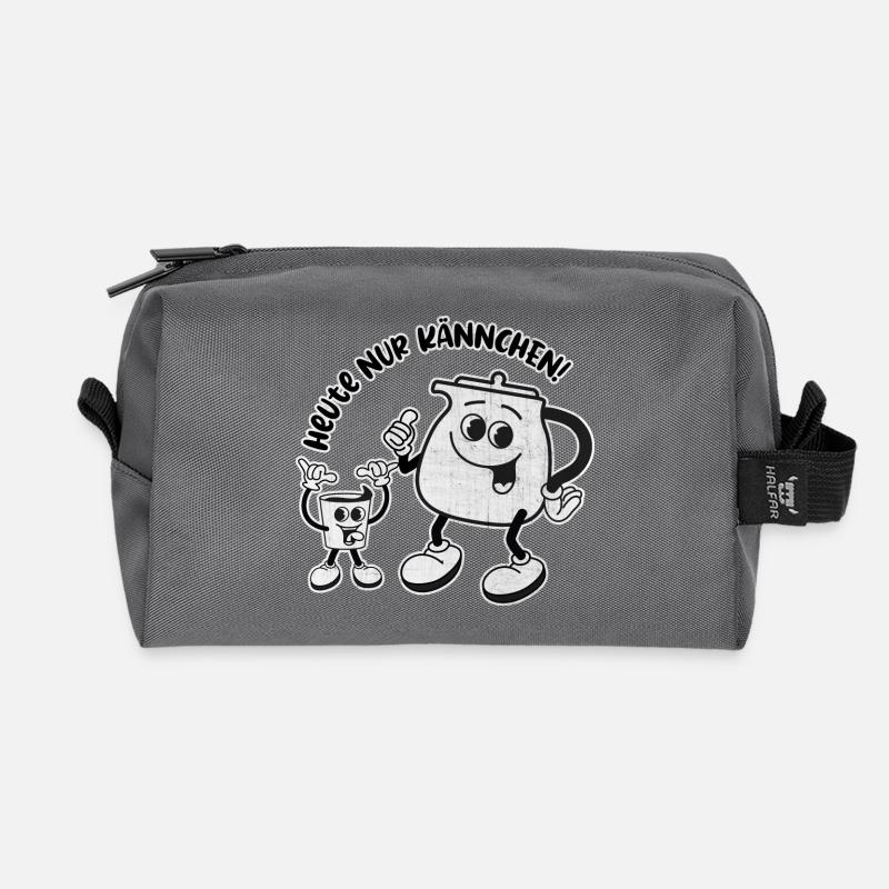 Heute nur Kännchen. Wird ein harter Tag – RETRO - Recycelte Kulturtasche - Anthrazit