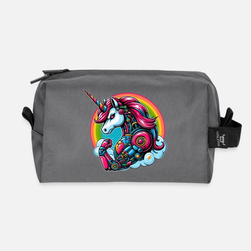 Einhorn Roboter Cyborg Regenbogen Science Fiction - Recycelte Kulturtasche - Anthrazit
