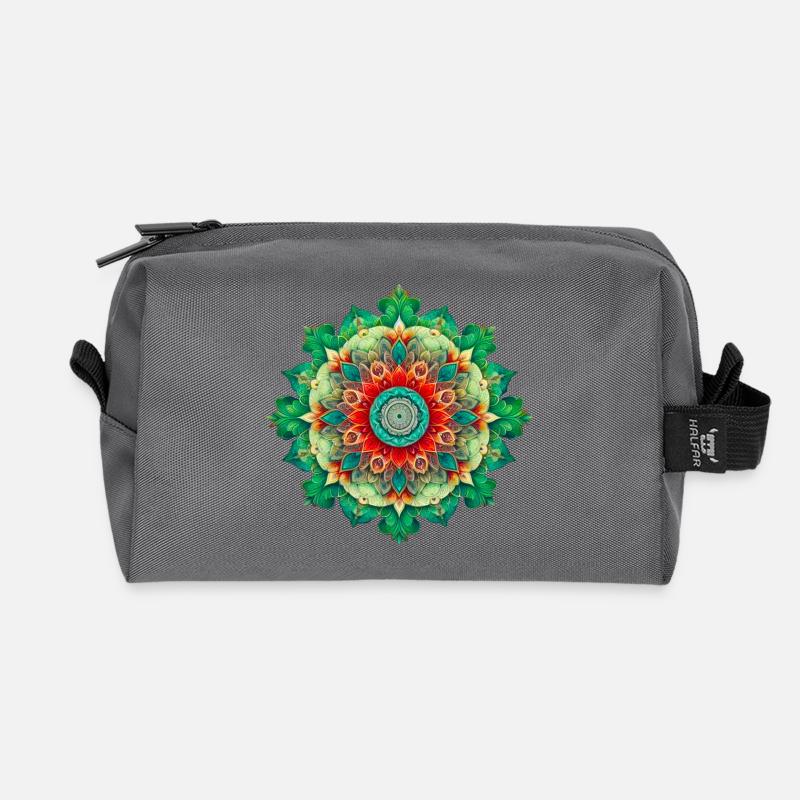 Kaleidoskop-Blumen-Mandala - Recycelte Kulturtasche - Anthrazit