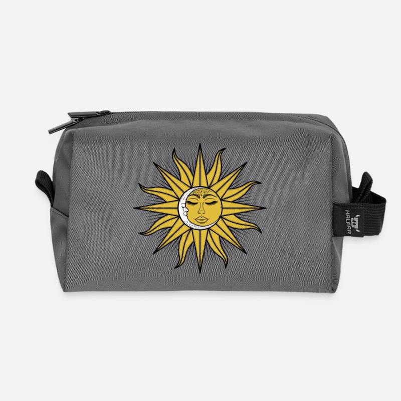 Die schlafende Sonne und der schlafende Mond - Recycelte Kulturtasche - Anthrazit