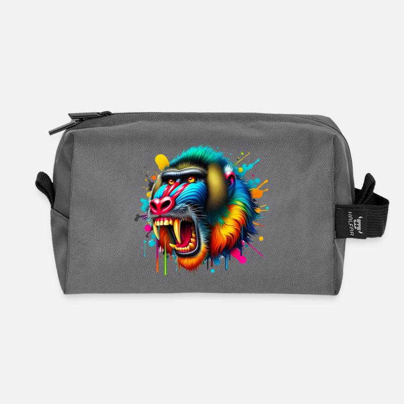 Mandrill-Affe - Recycelte Kulturtasche - Anthrazit