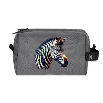 Zèbre polygonal - Trousse de toilette en tissu recyclé - anthracite - Devant