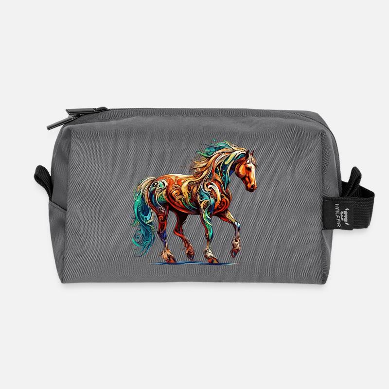 Pferd - Recycelte Kulturtasche - Anthrazit