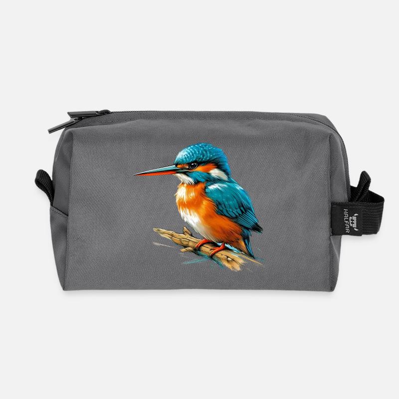 Eisvogel - Recycelte Kulturtasche - Anthrazit