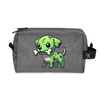 Mignon Halloween chien zombie beagle avec os - Trousse de toilette en tissu recyclé - anthracite - Devant