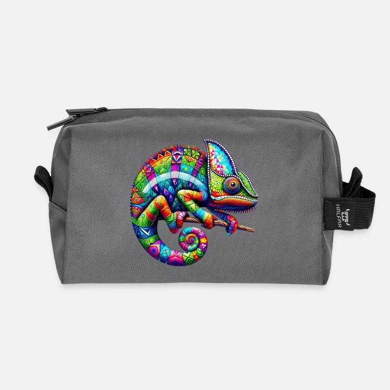 Chamäleon - Recycelte Kulturtasche - Anthrazit