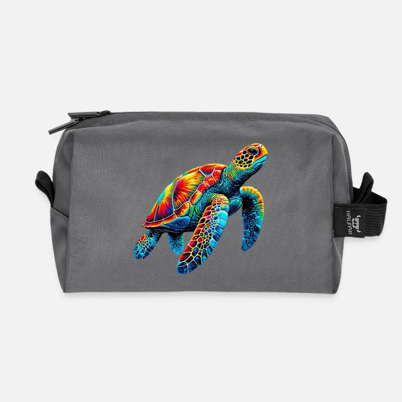 Schildkröte - Recycelte Kulturtasche - Anthrazit