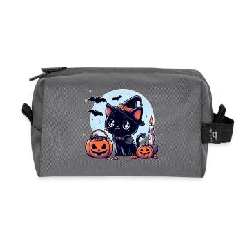 Kitty halloween - Recycled Toiletry Zip Bag - anthracite - Front