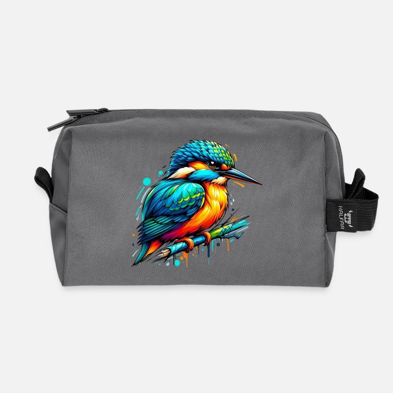 Eisvogel - Recycelte Kulturtasche - Anthrazit