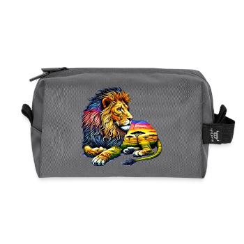 Lion - Recycled Toiletry Zip Bag - anthracite - Front