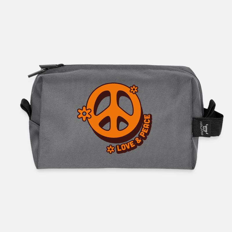 Love & Peace – Retro Hippie Style - Recycelte Kulturtasche - Anthrazit
