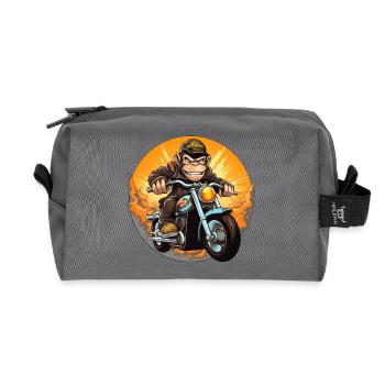 Affe Motorrad / Motorradfahrer Affen - Recycelte Kulturtasche - Anthrazit - Vorne