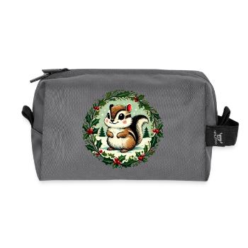 Écureuil festif avec couronne de houx - Trousse de toilette en tissu recyclé - anthracite - Devant